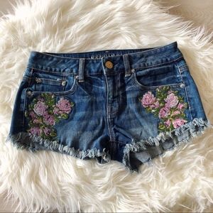 American Eagle Outfitters Denim Embroidered Short